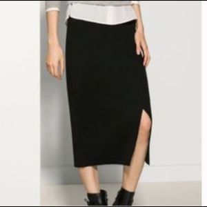 Wool cashmere knit blend skirt with side slit
